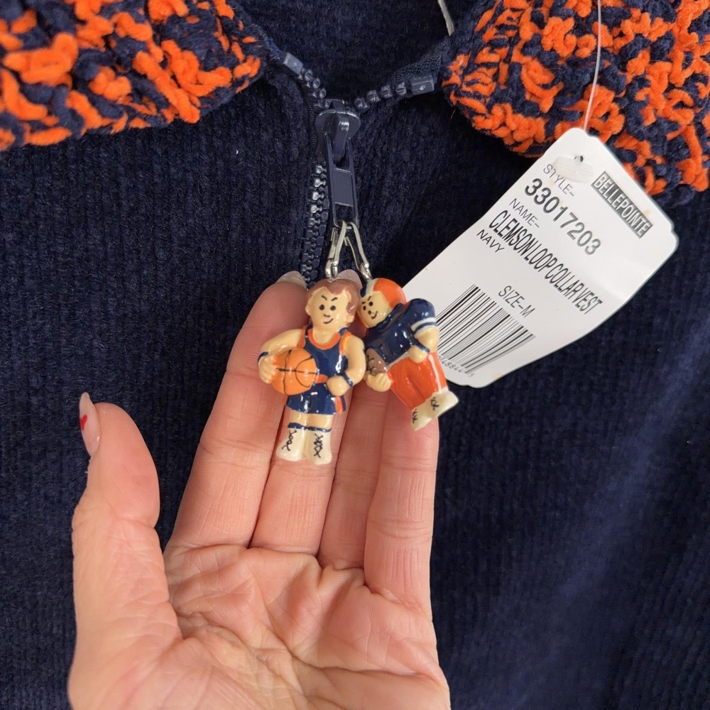 Vintage Clemson Tigers Vest Womens Medium Blue Orange NCAA Football Bellepointe - Picture 5 of 14